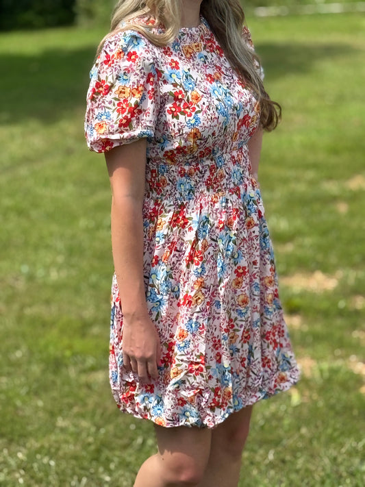 Coral Floral Dress