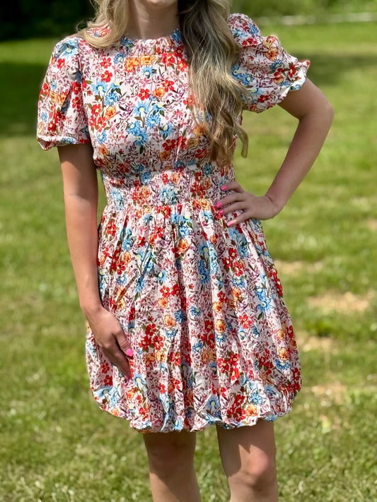 Coral Floral Dress