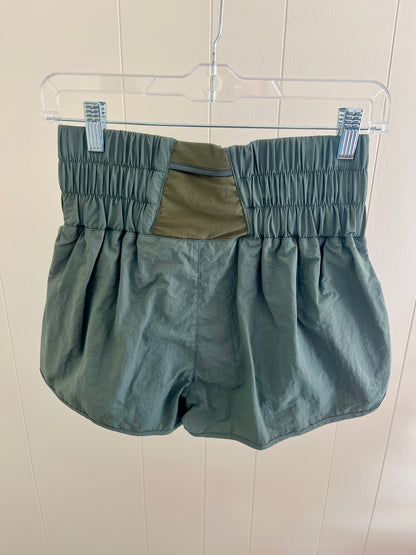 Zenana Windbreaker Shorts - Green