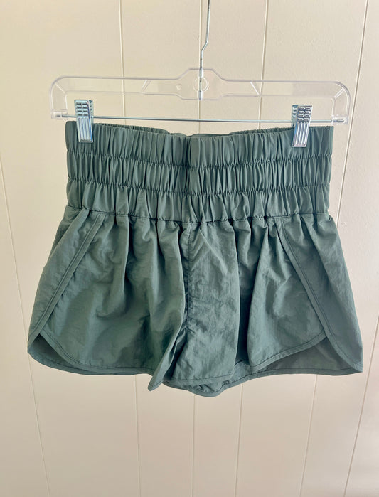 Zenana Windbreaker Shorts - Green